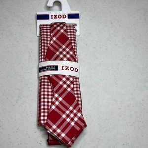 IZOD Bow Tie & Pocket Square red & white plaid design